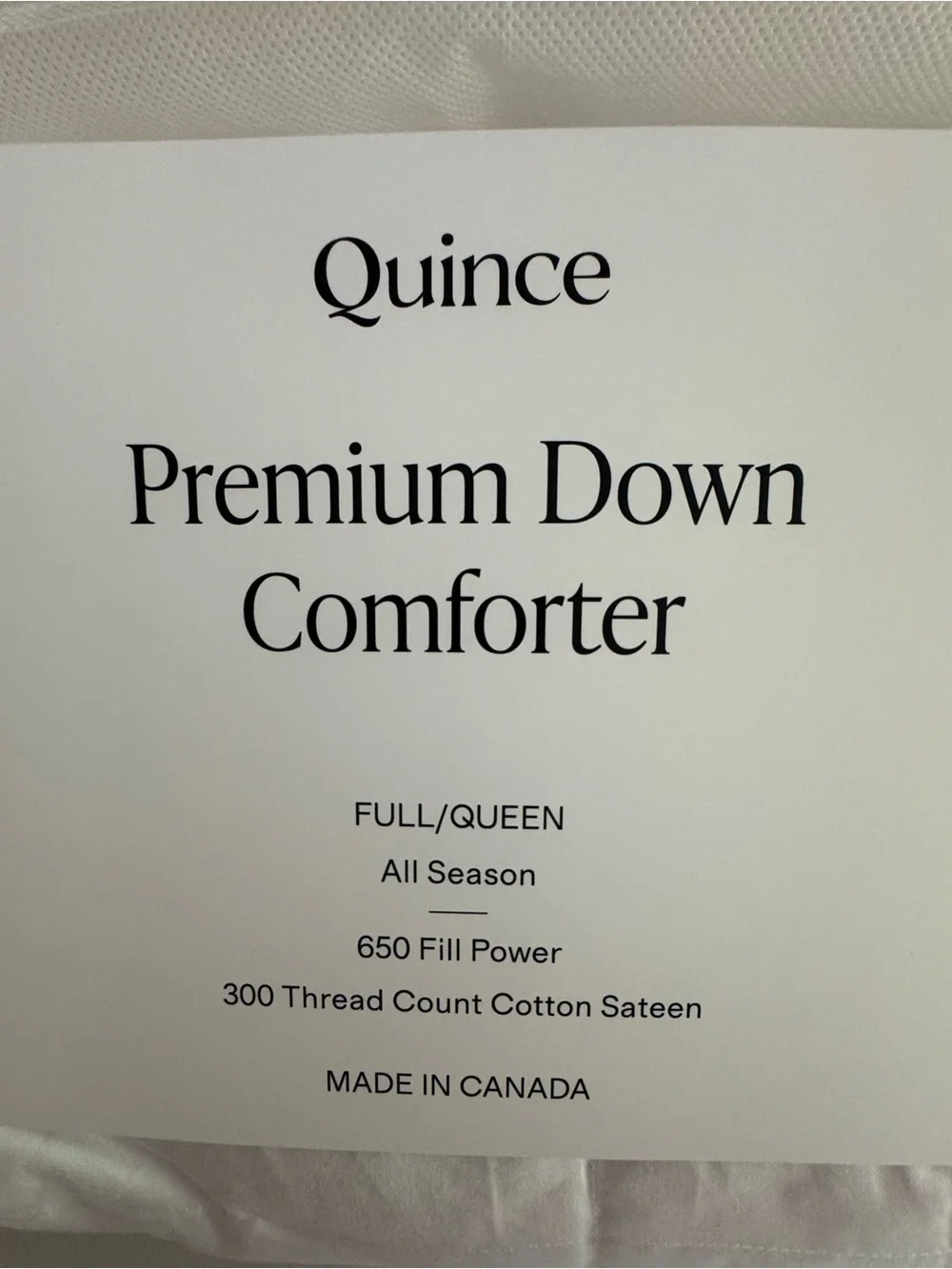 Quince Premium Down Comforter Queen All Season 650 Fill Power Duvet Insert